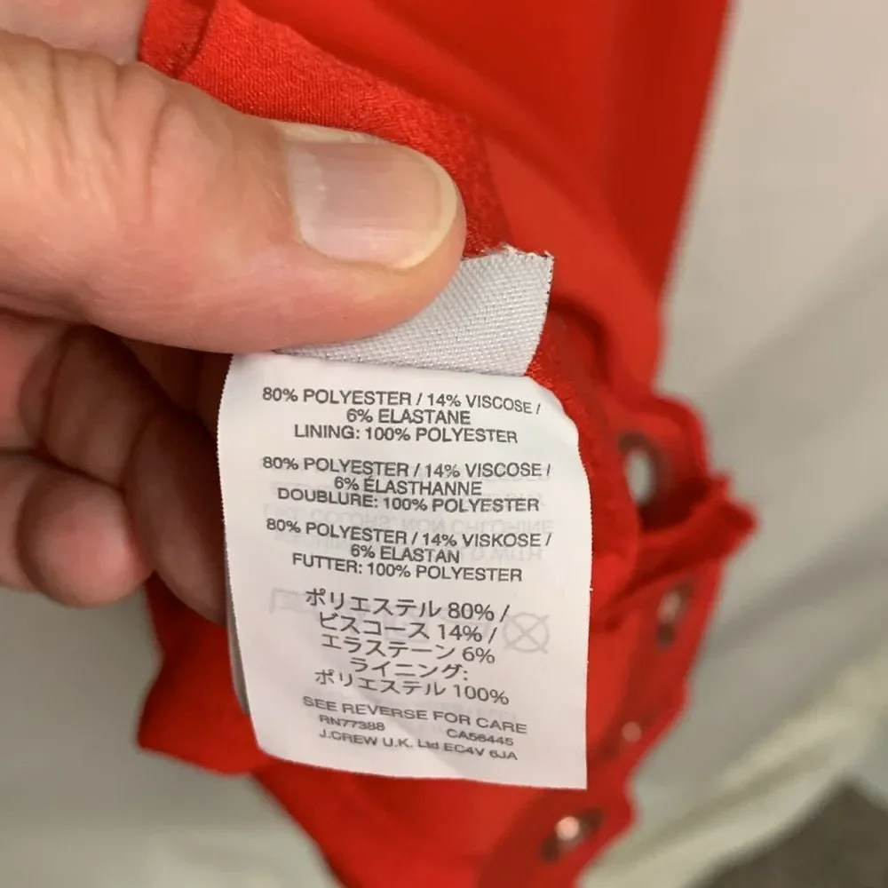 J. Crew Women's Red Scalloped Grommet Detail Sleeveless Short Dress Size 6